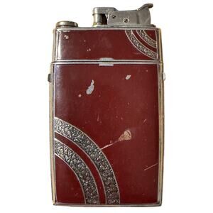 Vintage Evans Trig-a-Lite Enamel Cigarette Case and Lighter Combo